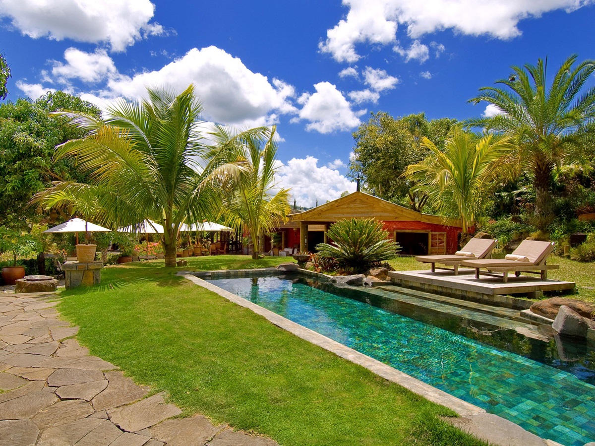 Swimming pool at Lakaz Chamarel, Mauritius