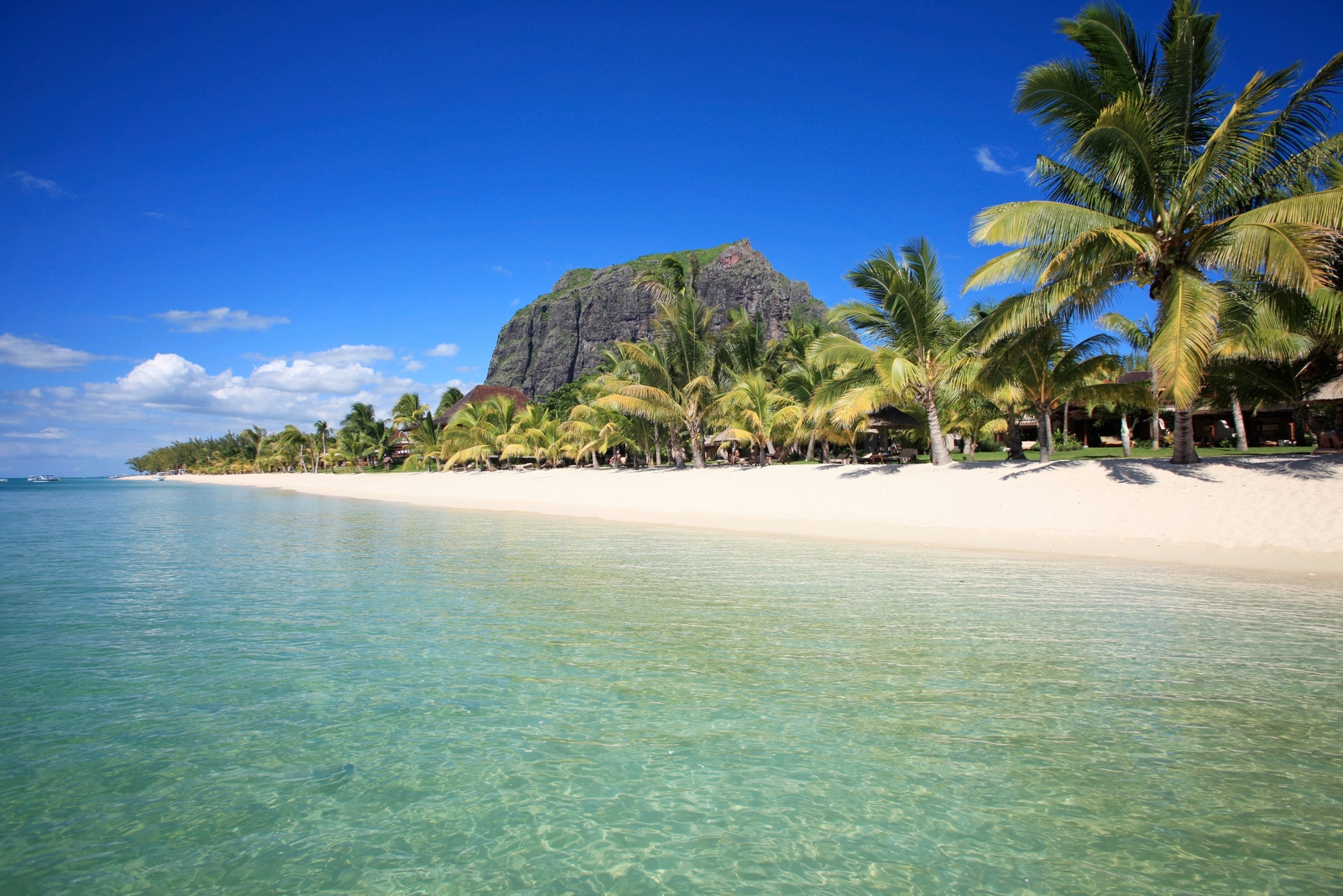 Beach and Le Morne in the background at LUX* le Morne, Mauritius