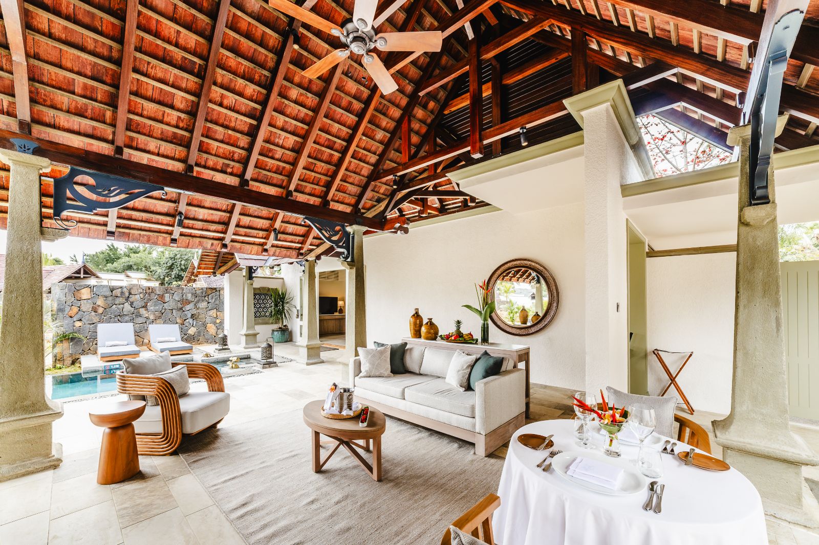 Luxury Suite Pool Villa outdoor lounge at Maradiva Villas Resort and Spa