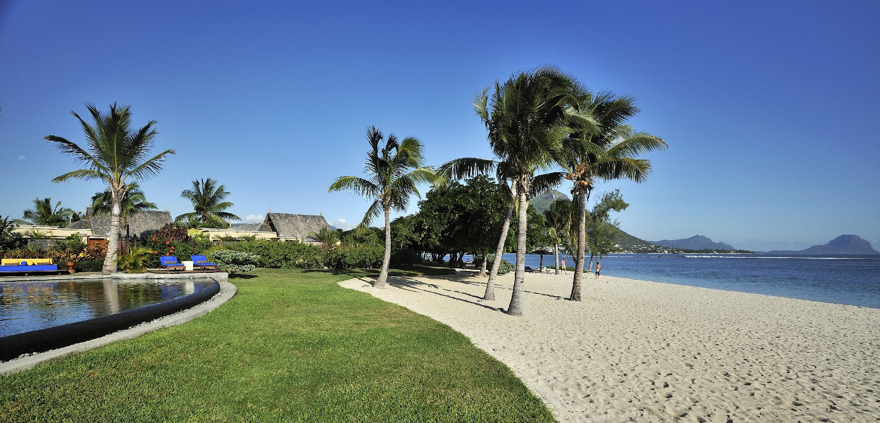 The pool, beach and sea at Maradiva Resort, mauritius