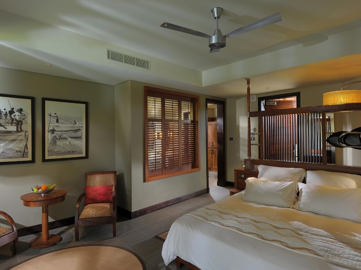 double bedroom in a junior suite at Royal Palm, Mauritius