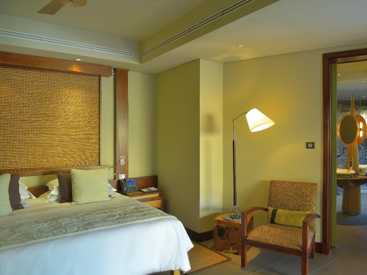 double bedroom of a pool villa at Royal Palm, Mauritius
