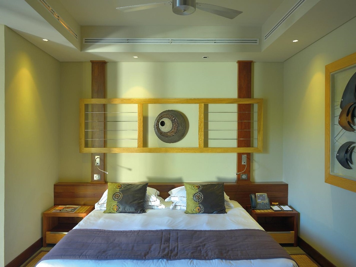 double bedroom of a pool villa at Royal Palm, Mauritius