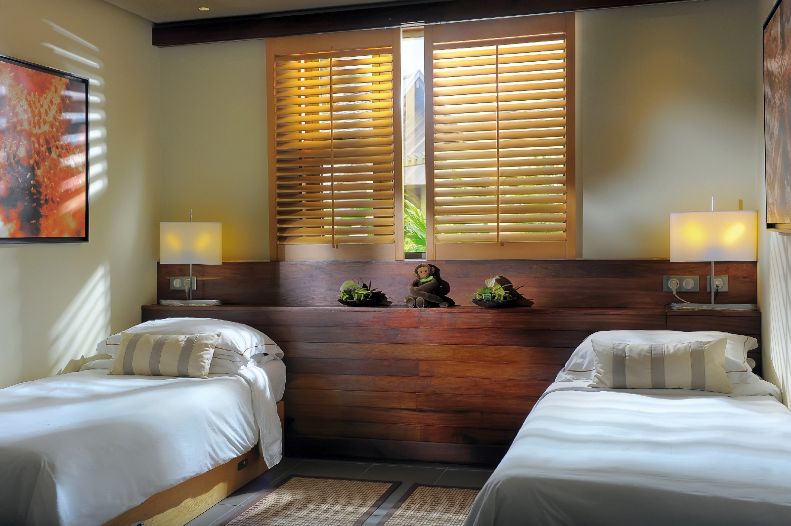twin bedroom of a pool villa at Royal Palm, Mauritius