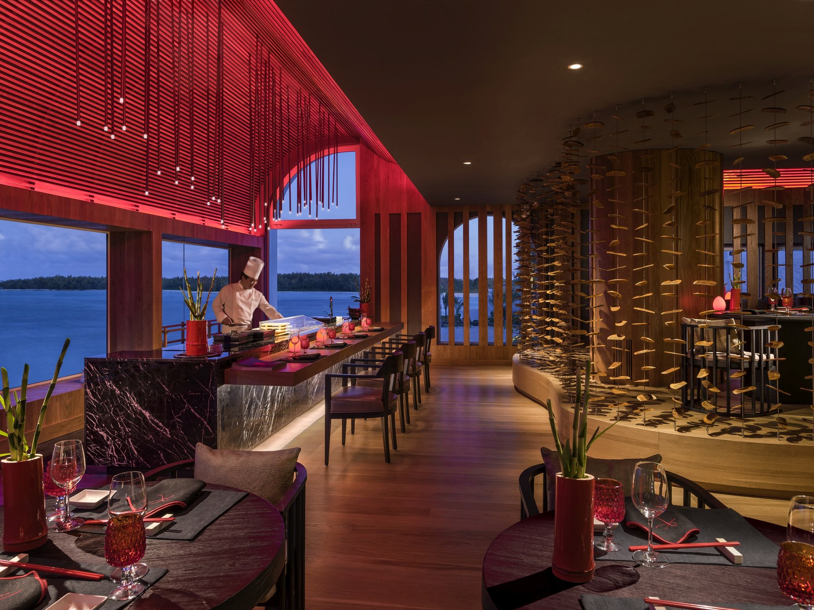 The Kushi restaurant at Shangri La Le Touessrok, Mauritius