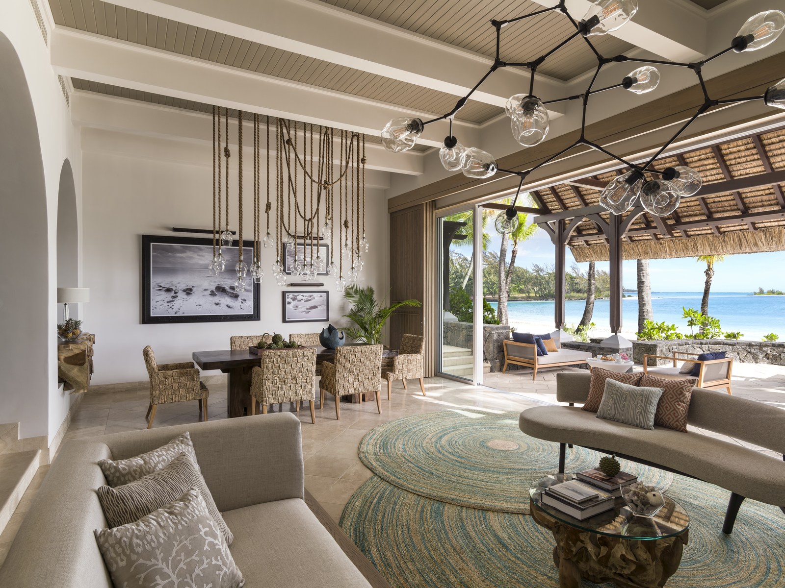Living room of La suite at Shangri La Le Touessrok, Mauritius