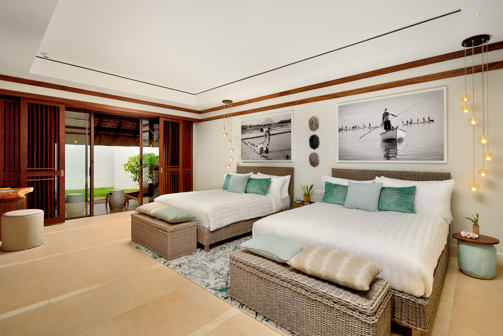 Twin bedroom at Shangri La Le Touessrok, Mauritius