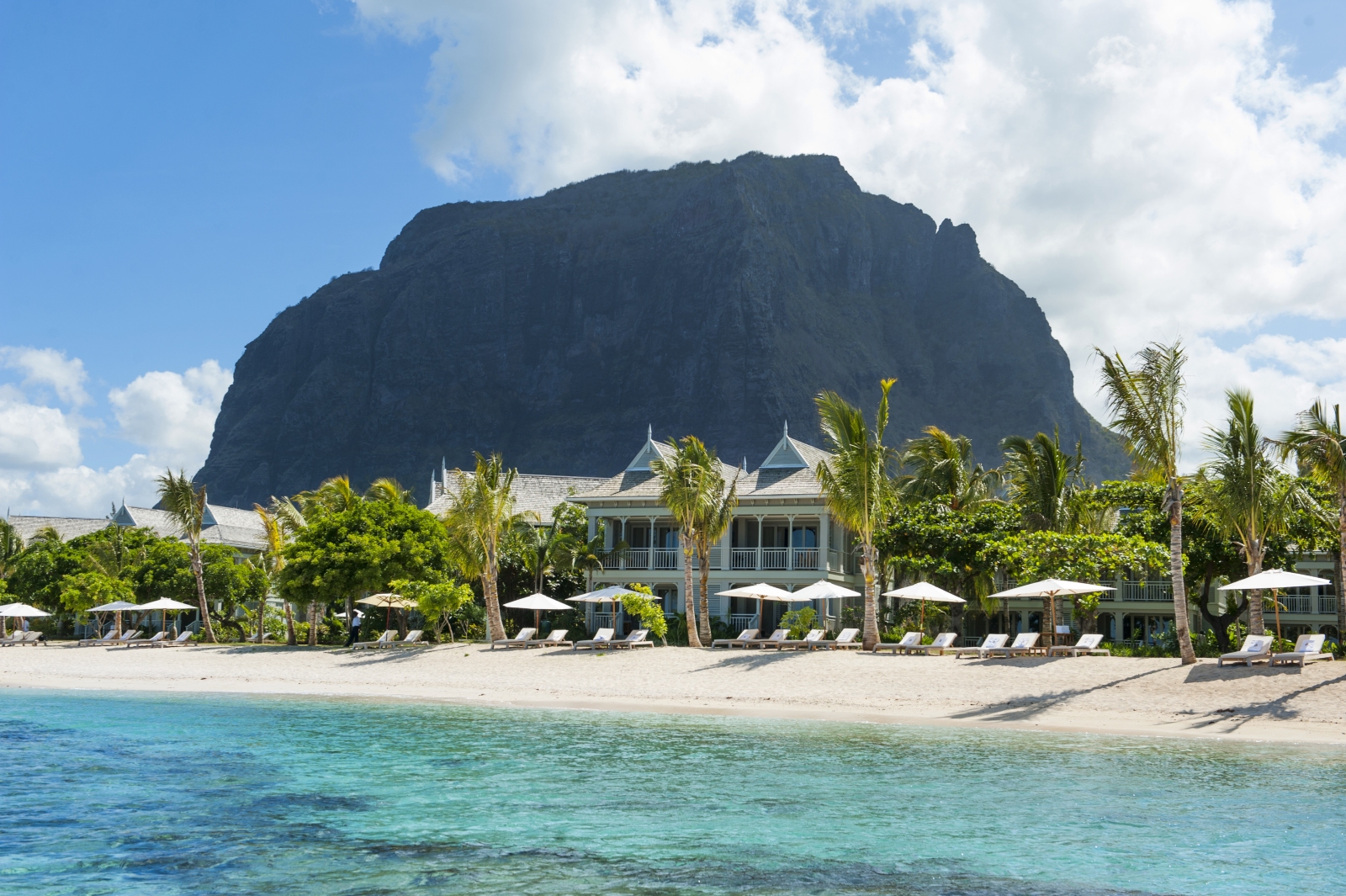 view of St Regis and Le Morne from the water