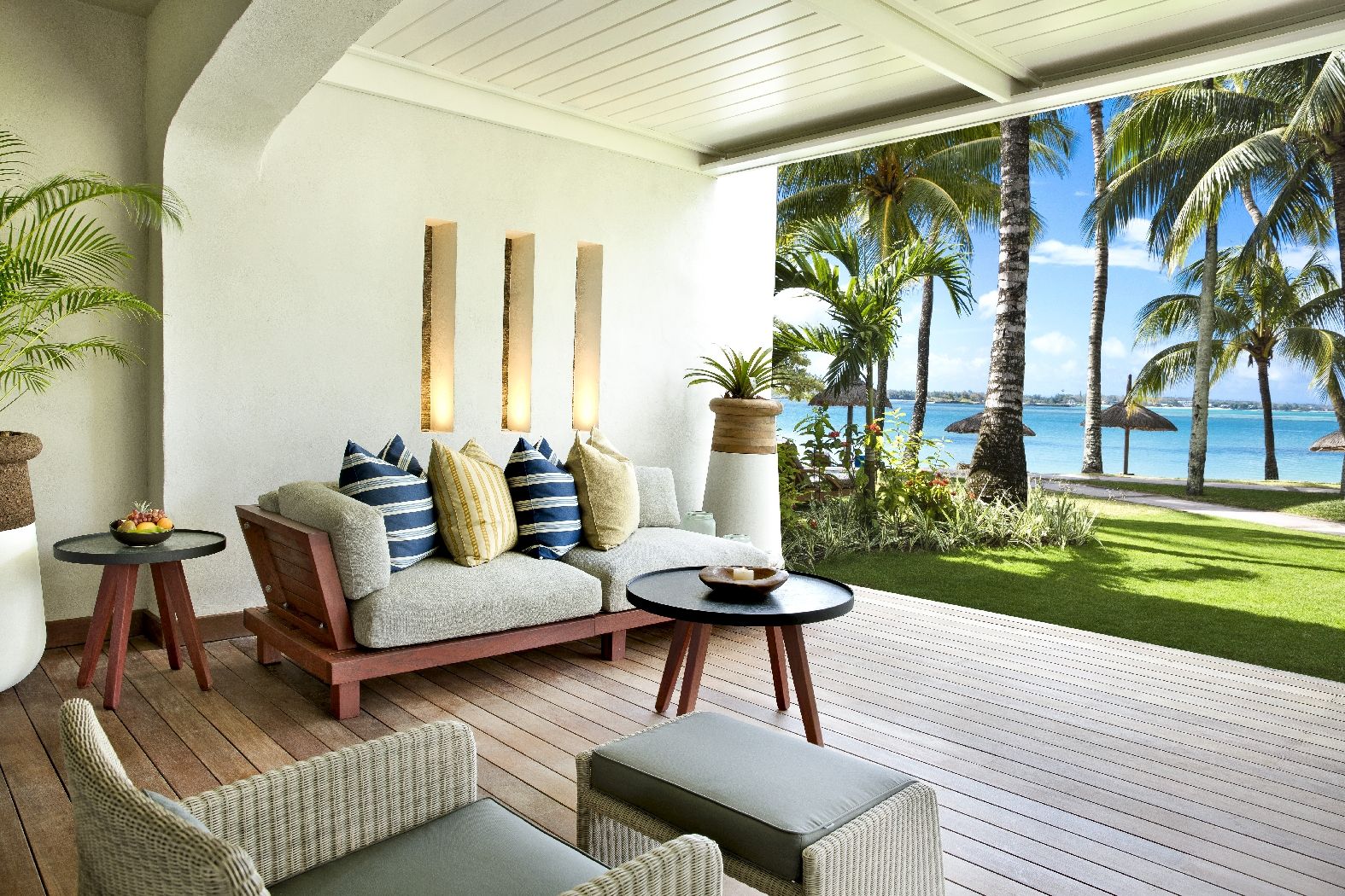 A terrace suite at The OneandOnly Le Saint Geran