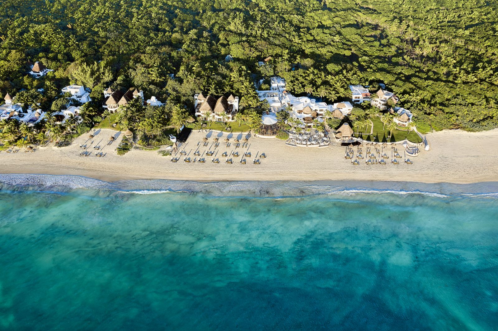 Aerial view of Belmond Maroma Resort & spa on the Riviera Maya in Mexico
