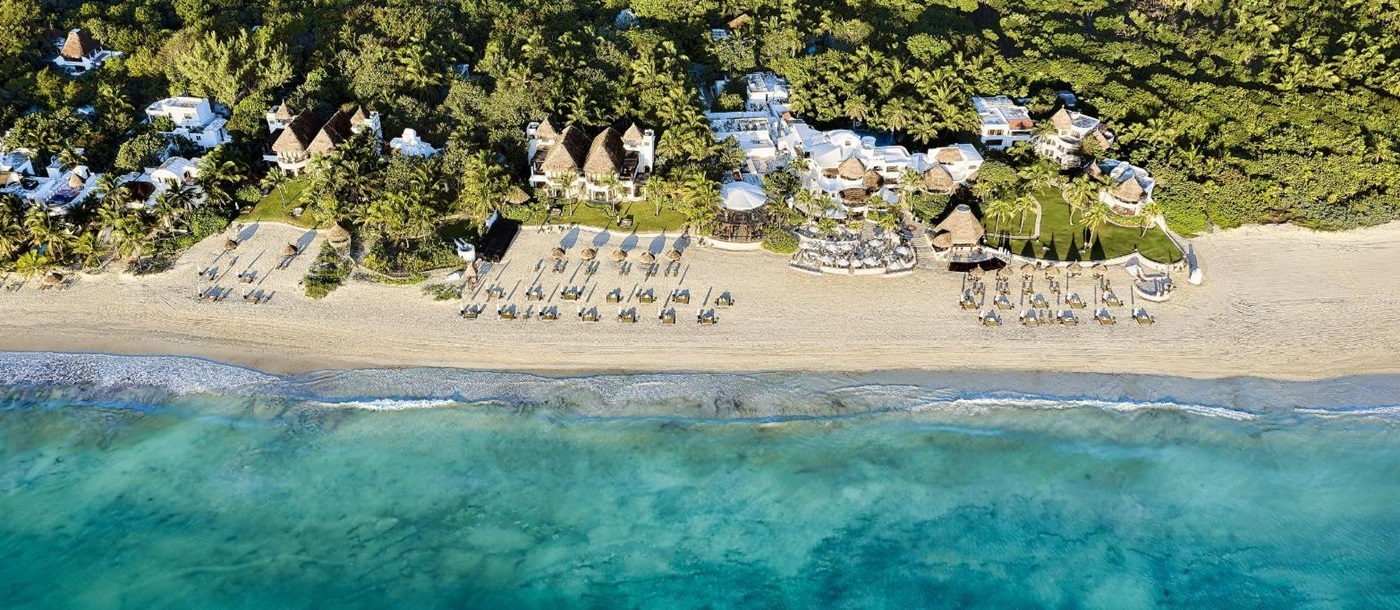 Aerial view of Belmond Maroma Resort & spa on the Riviera Maya in Mexico