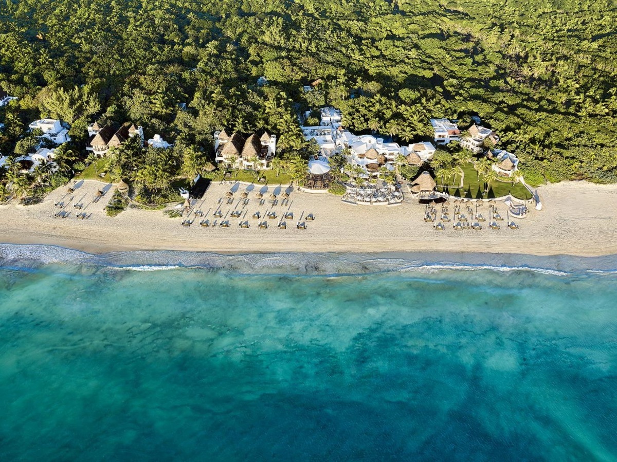Aerial view of Belmond Maroma Resort & spa on the Riviera Maya in Mexico