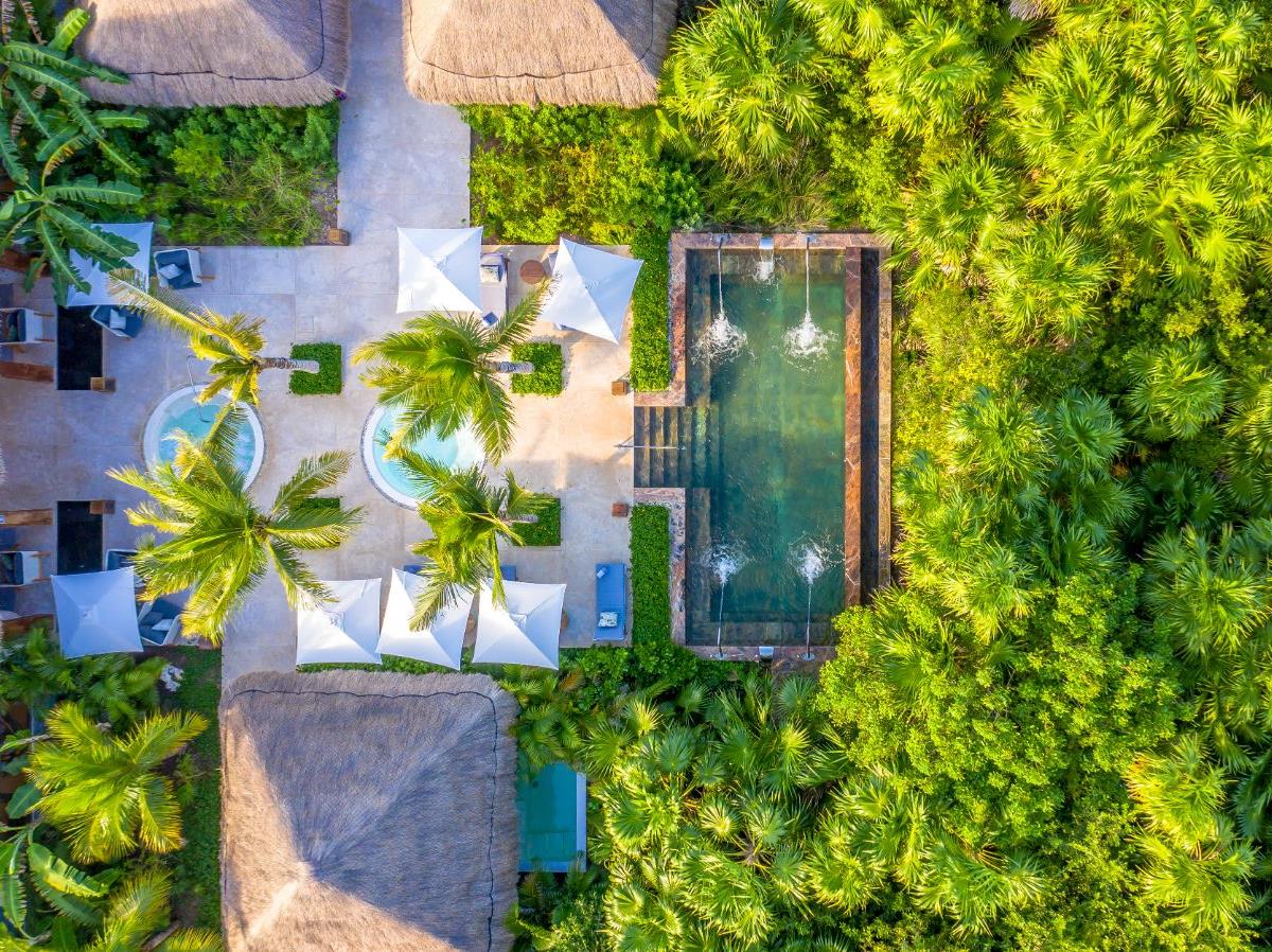 Aerial view of Chabla Maroma on the Yucatan Peninsula in Mexico