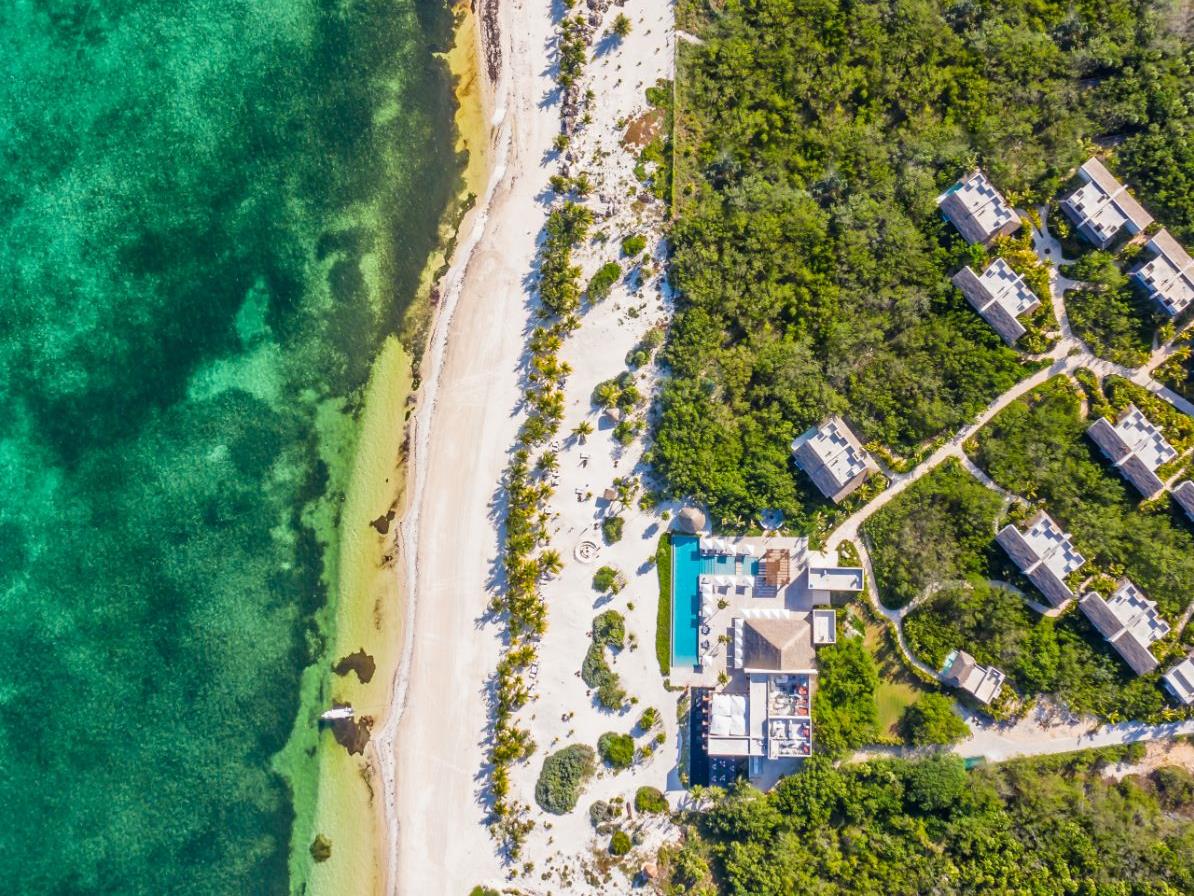 Aerial view of Chabla Maroma on the Yucatan Peninsula in Mexico