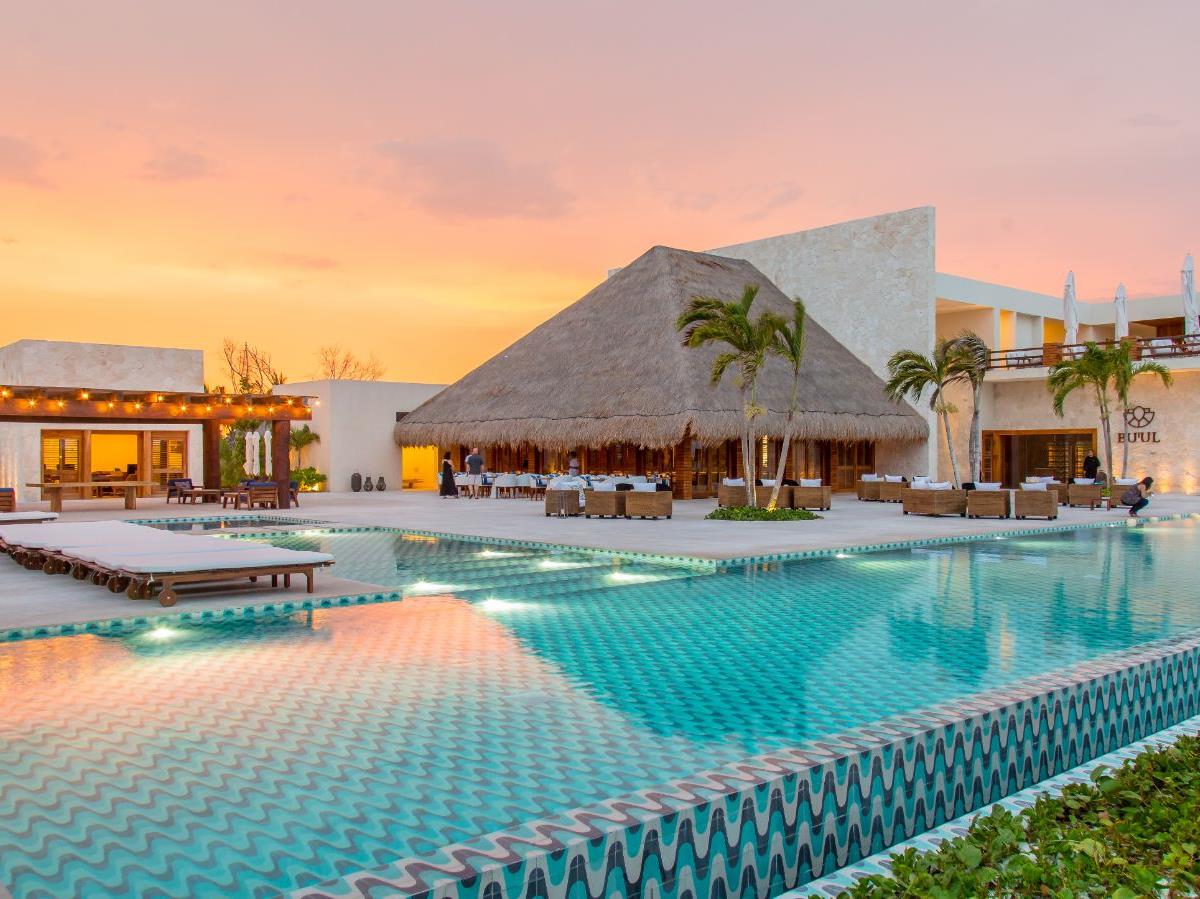 Sunset pool at Chabla Maroma on the Yucatan Peninsula in Mexico