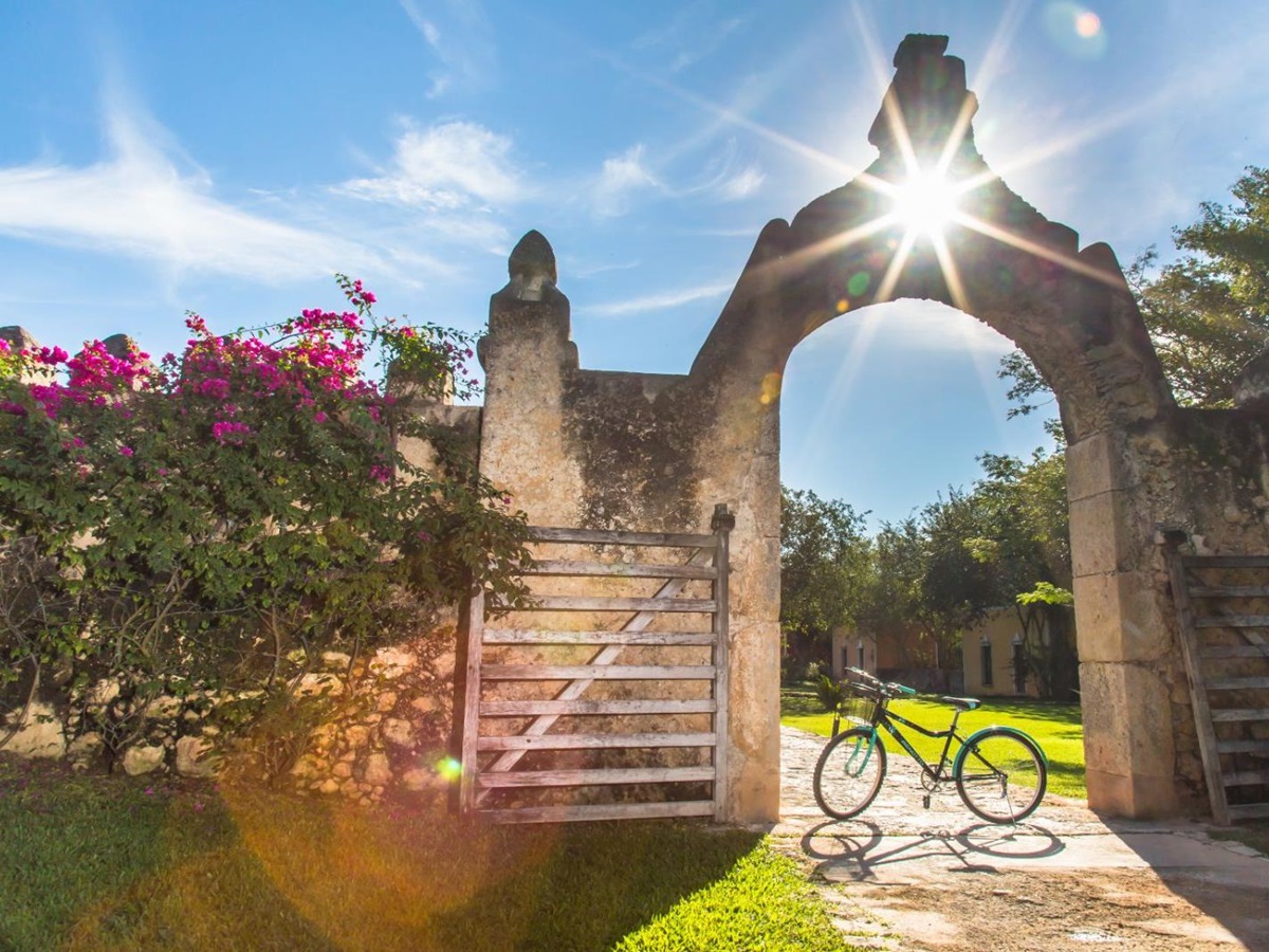A bike at the entrance of Chable Yucatan on The Yucatan Peninsula in Mexico