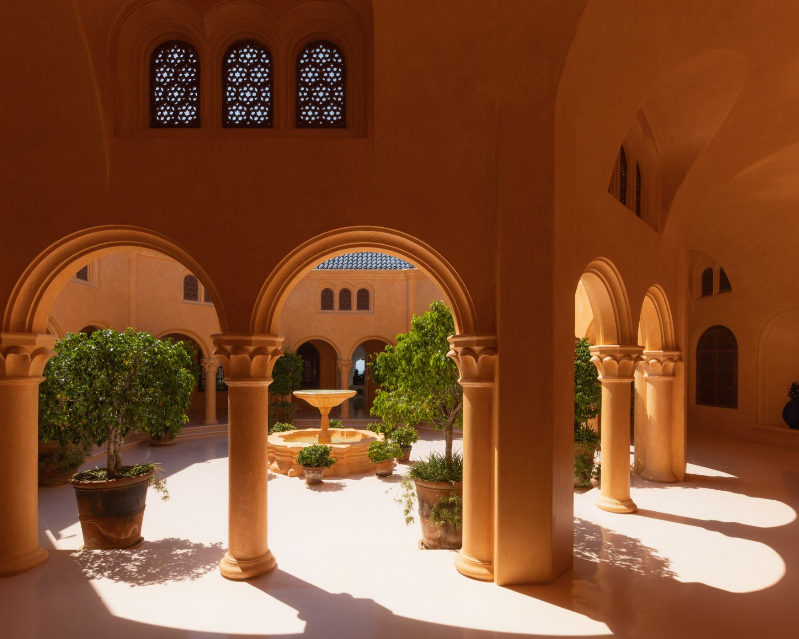 Courtyard and fountain at Cuixmala on Mexico's pacific coast