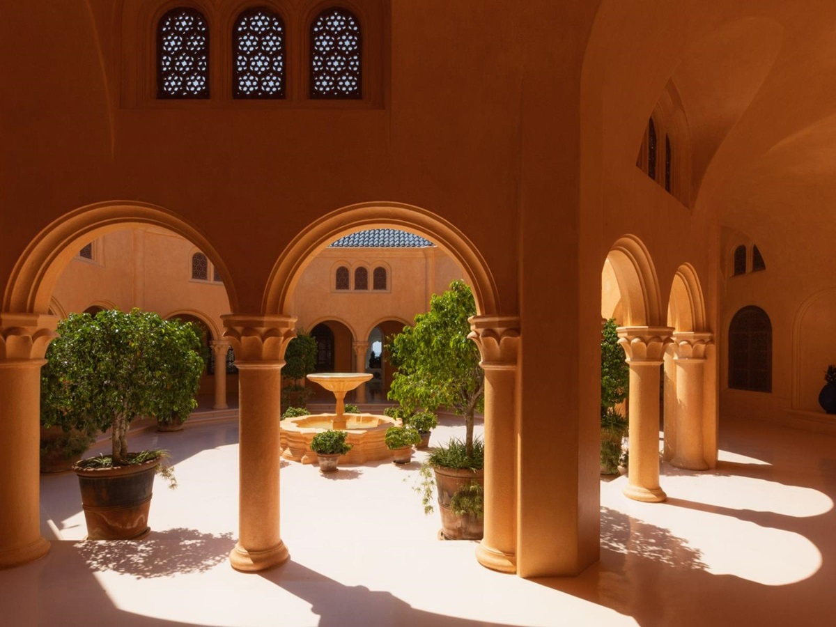 Courtyard and fountain at Cuixmala on Mexico's pacific coast