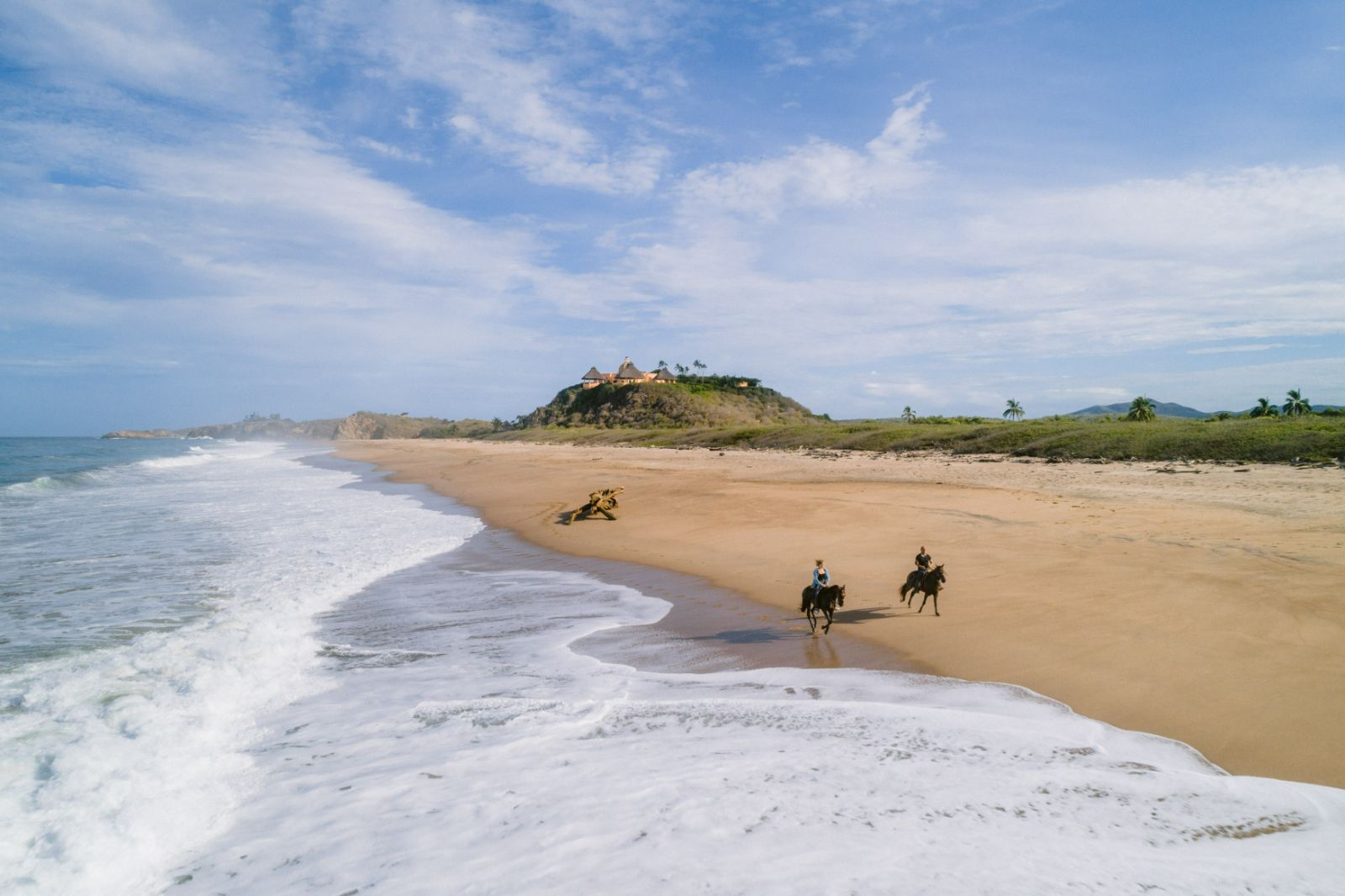 Riding along the beach from Cuixmala's stables on Mexico's Pacific coast