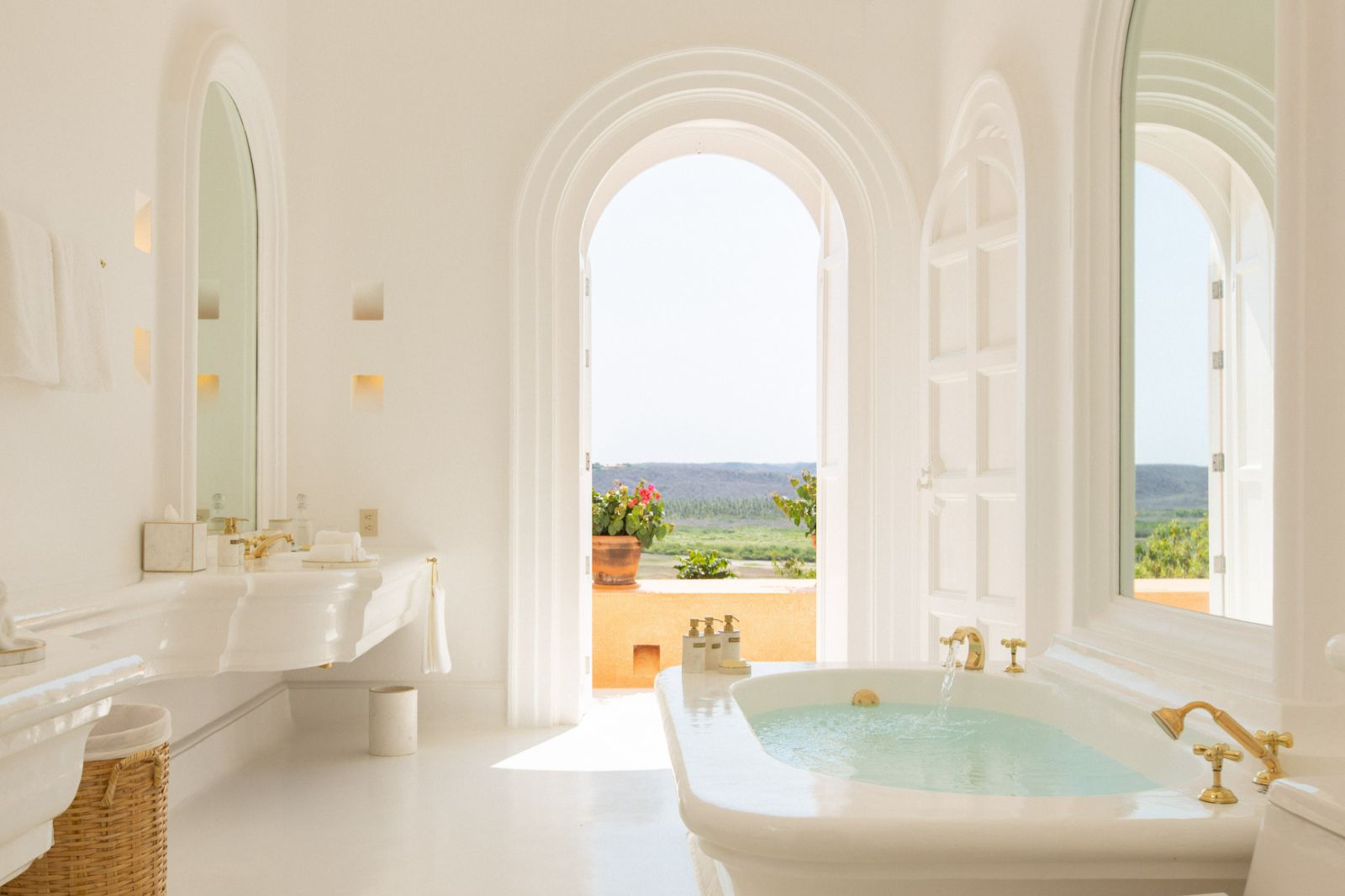 Guest suite bathroom at Cuixmala on Mexico's Pacific coast