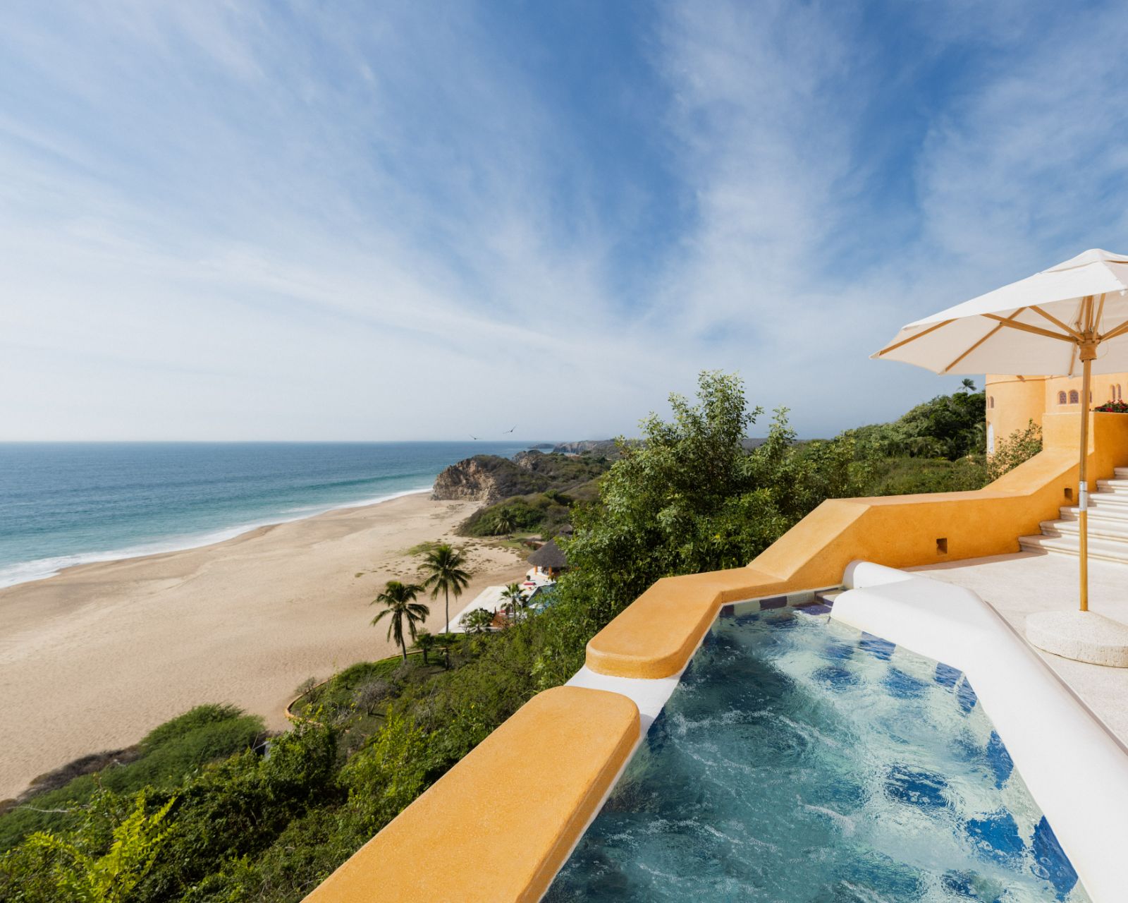 Guest suite terrace pool overlooking Mexico's Pacific coast at Cuixmala