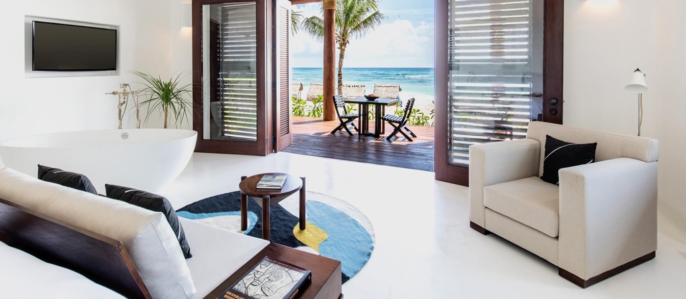 Beach suite at Hotel Esencia in Mexico