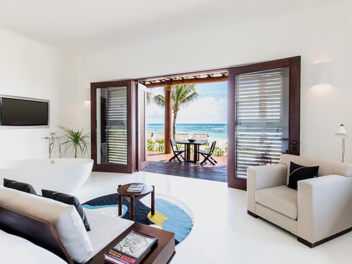 Beach suite at Hotel Esencia in Mexico
