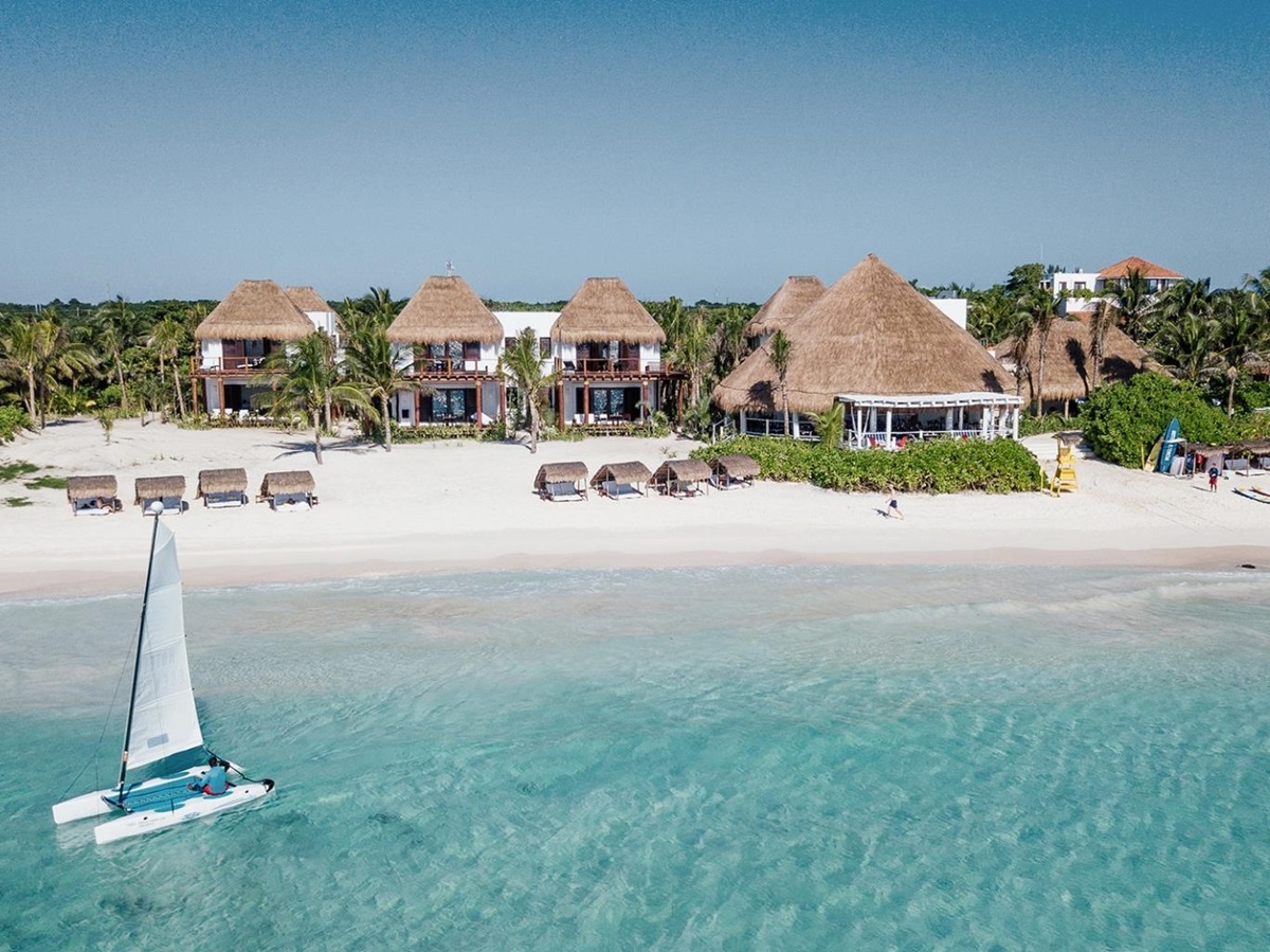 Beach view at Hotel Esencia in Mexico