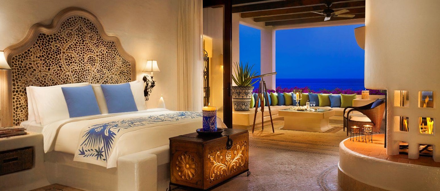 Guest suite bedroom at Rosewood Las Ventanas Al Paraiso in Mexico's Los Cabos