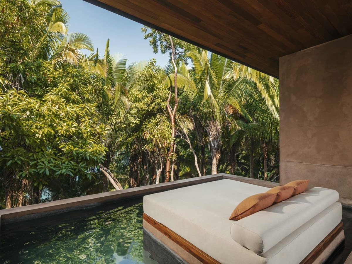 A pool bed in a villa at One&Only Mandarina on Mexico's Riviera Nayarit
