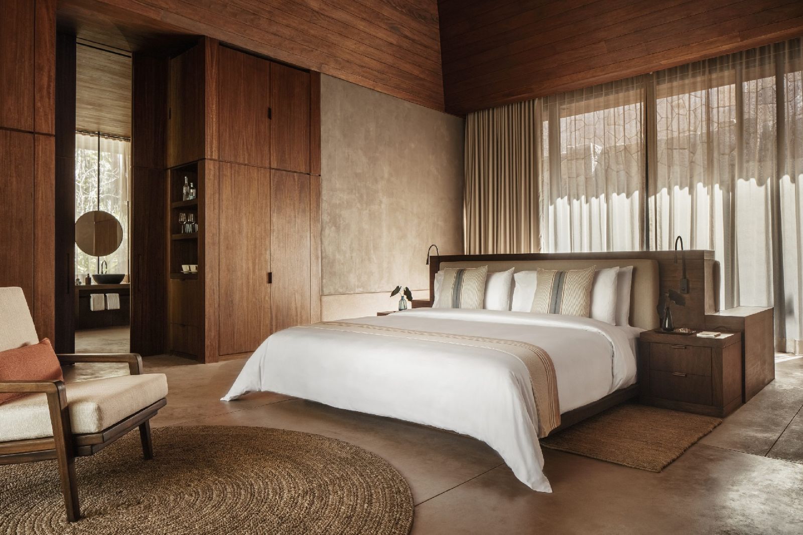Spacious bedroom of a private villa at One&Only Mandarina in Mexico