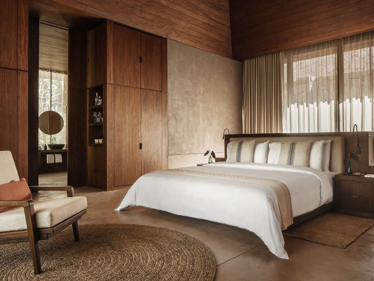 Spacious bedroom of a private villa at One&Only Mandarina in Mexico
