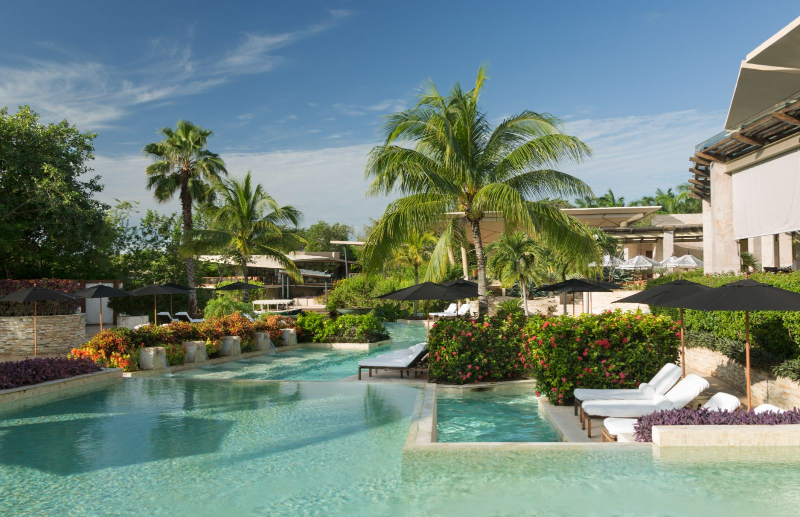 Pool outside the Casa de Lago Restaurant at Rosewood Mayakoba on the Riviera Maya in Mexico
