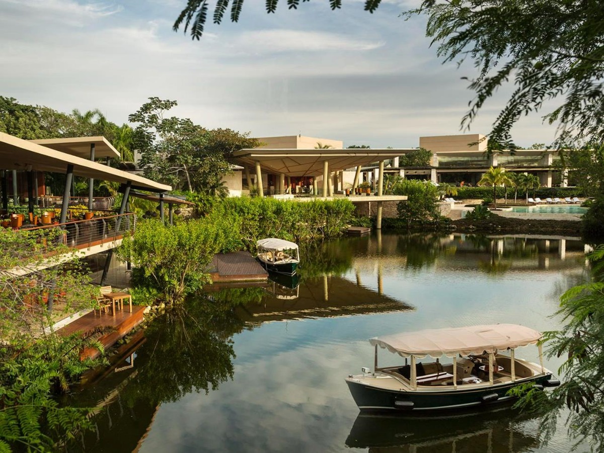 Lagoon on the grounds of Rosewood Mayakoba on the Riviera Maya in Mexico