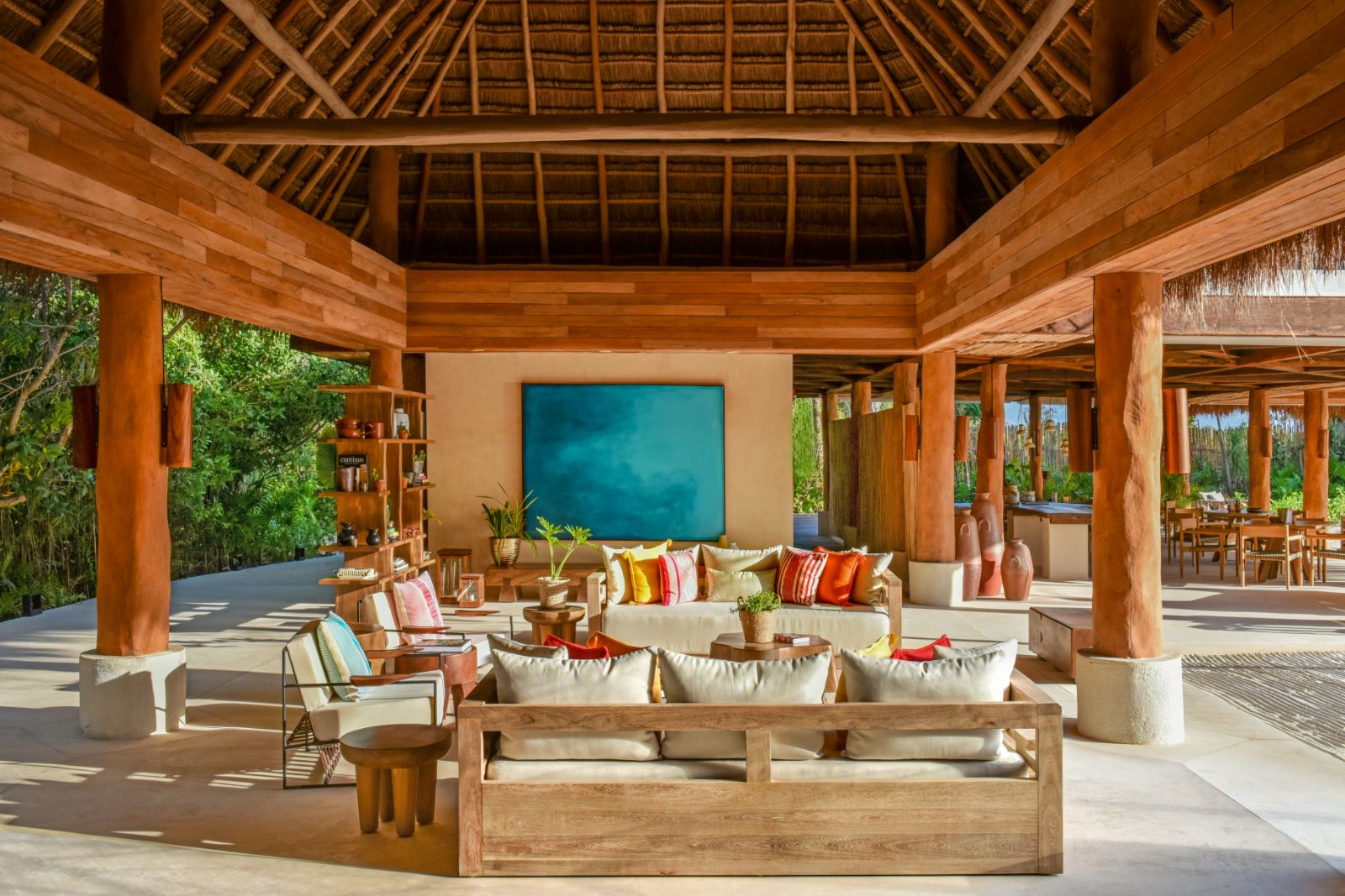 Palapa seating area at Rosewood Mayakoba on the Riviera Maya in Mexico