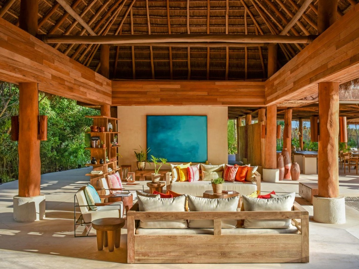 Palapa seating area at Rosewood Mayakoba on the Riviera Maya in Mexico