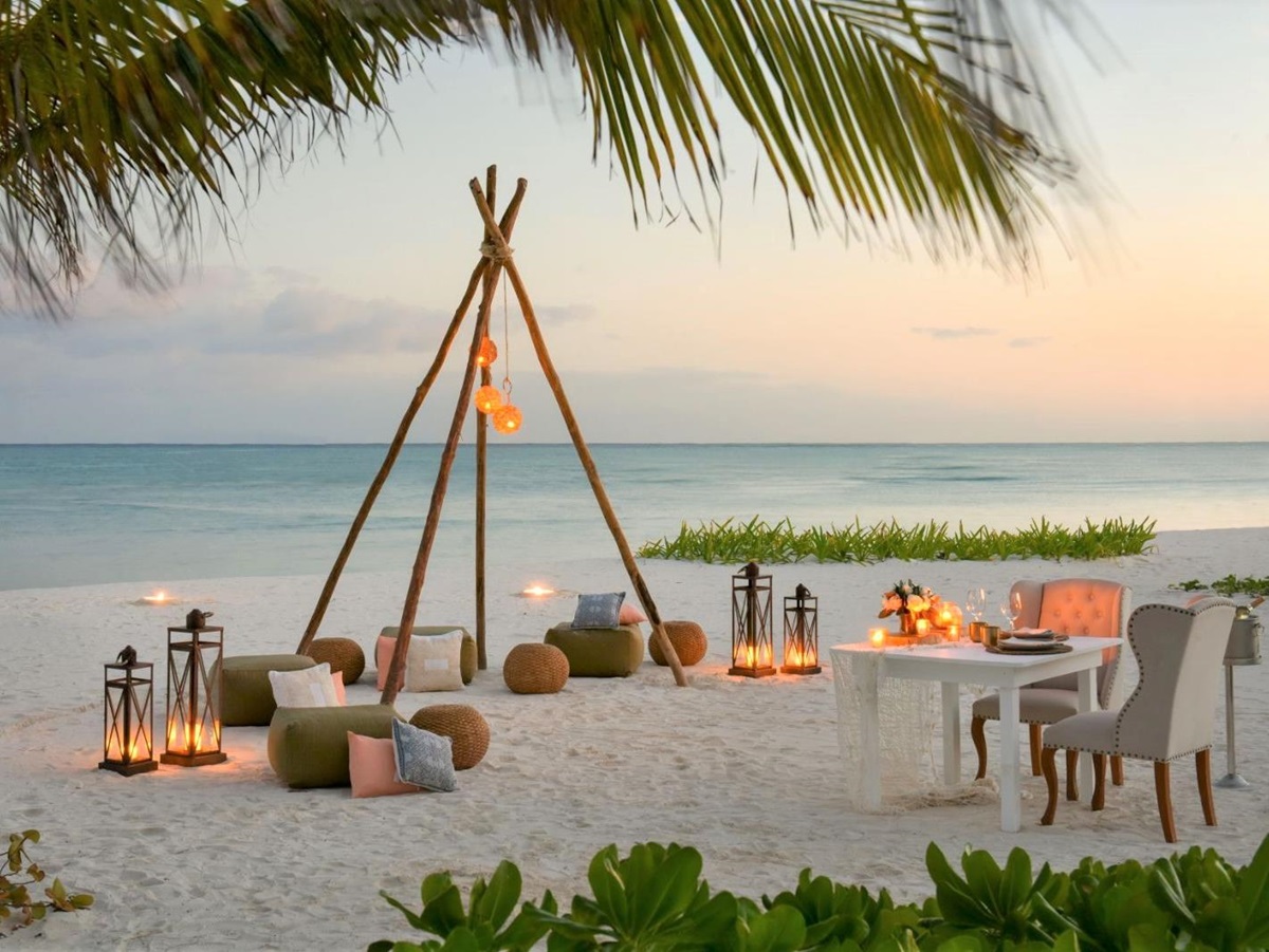 Private dinner on the beach at Rosewood Mayakoba on the Riviera Maya in Mexico
