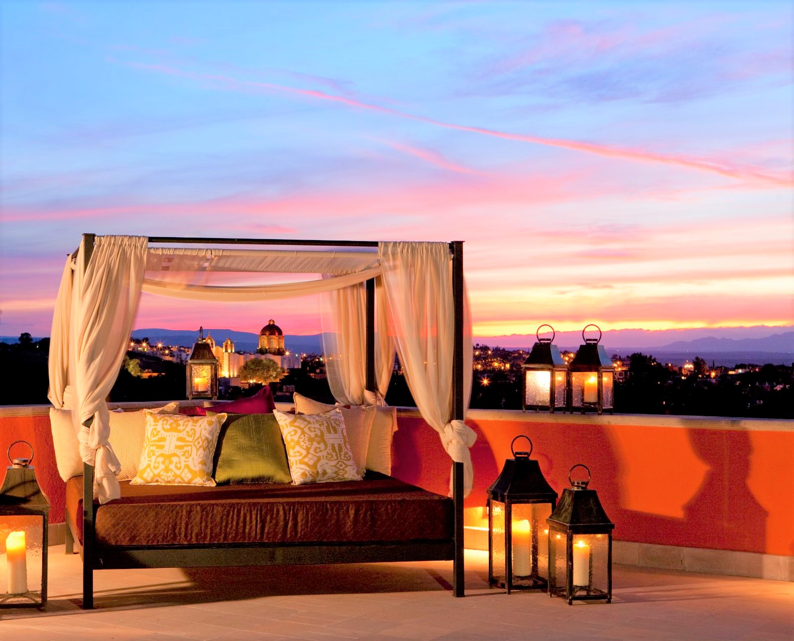 Rooftop bed at Rosewood San Miguel de Allende in Mexico