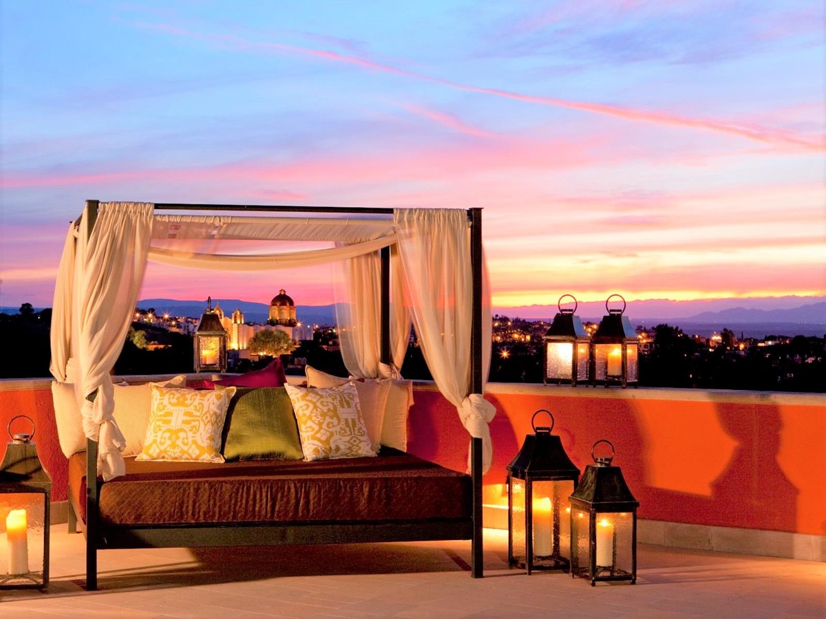 Rooftop bed at Rosewood San Miguel de Allende in Mexico