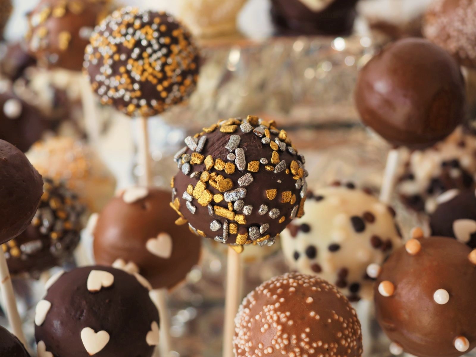 Chocolate cake pops close up
