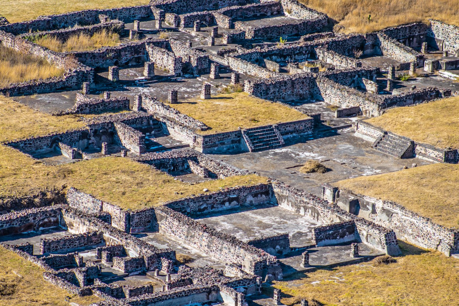 Aerial view of some steps at the Teotihuacan ruins in Mexico
