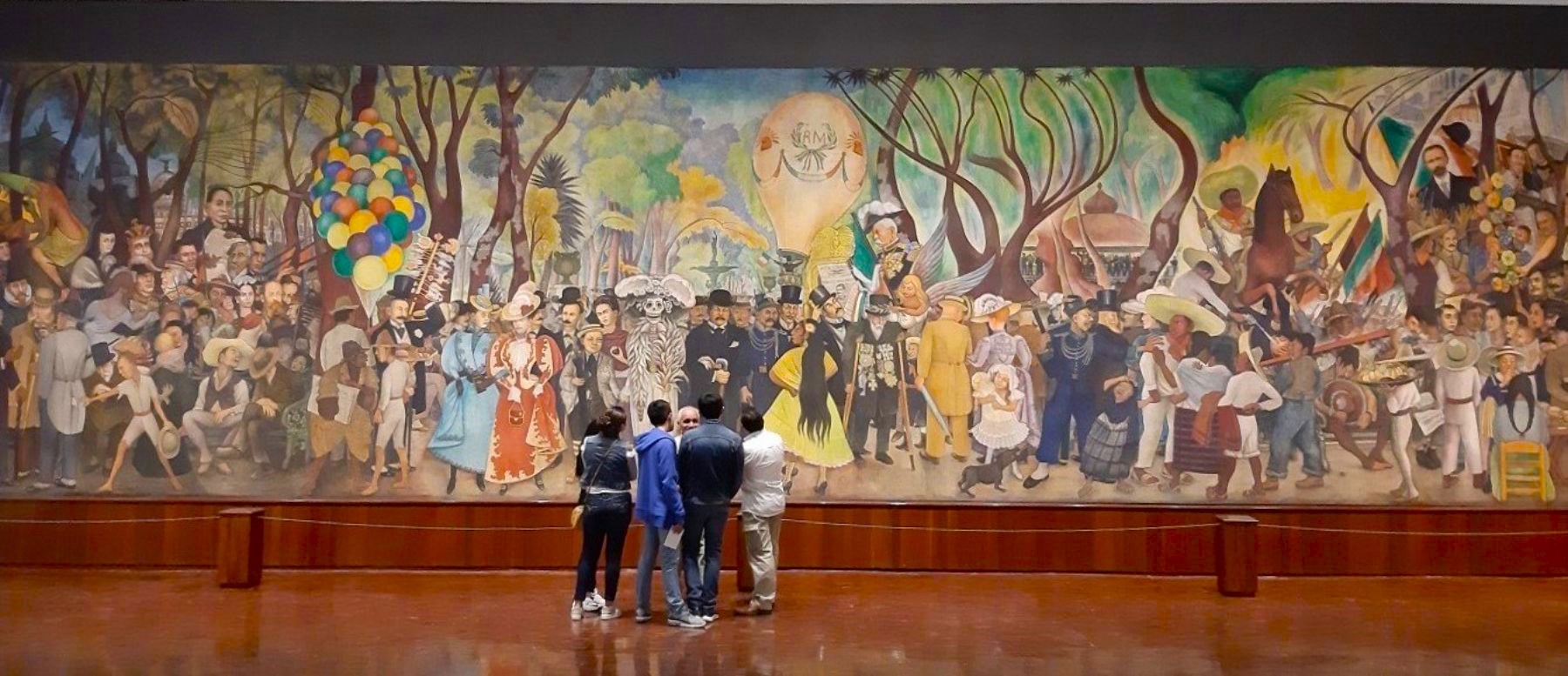 A Diego Rivera mural displayed in a museum in Mexico
