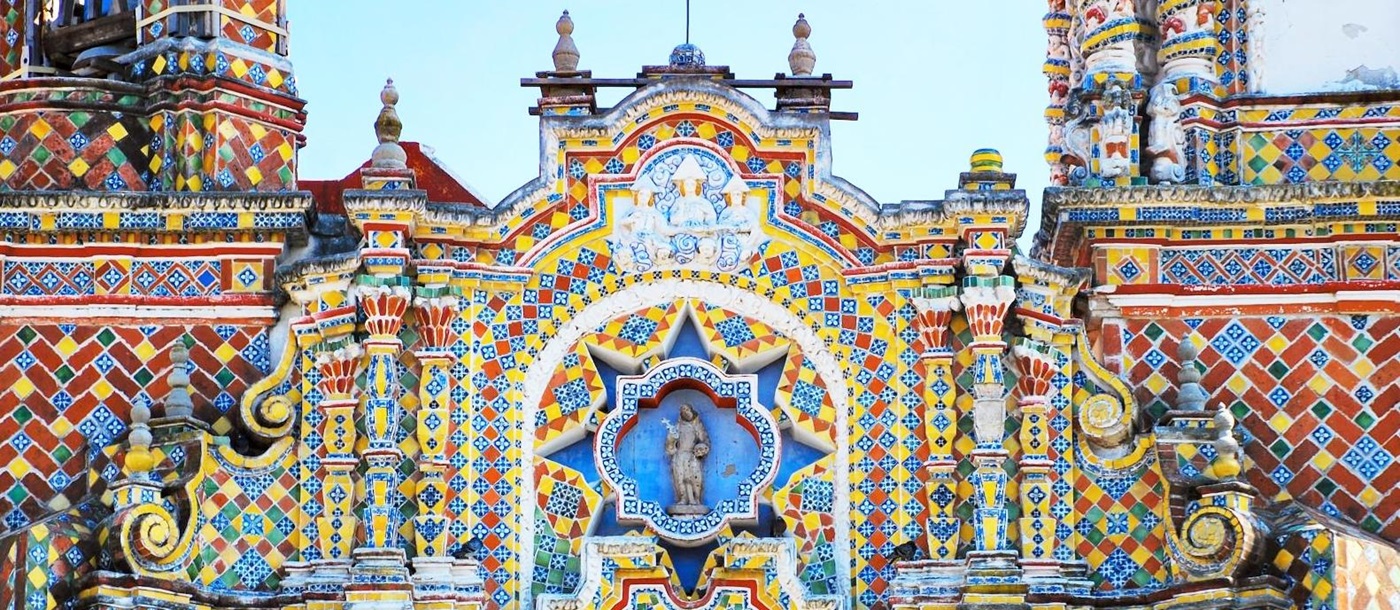 Church façade in Puebla, Mexico