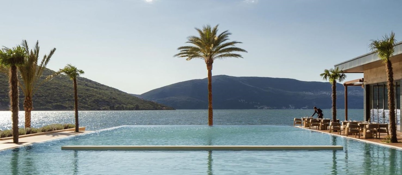Infinity pool with Boka views at the One&Only Portonovi in Montenegro
