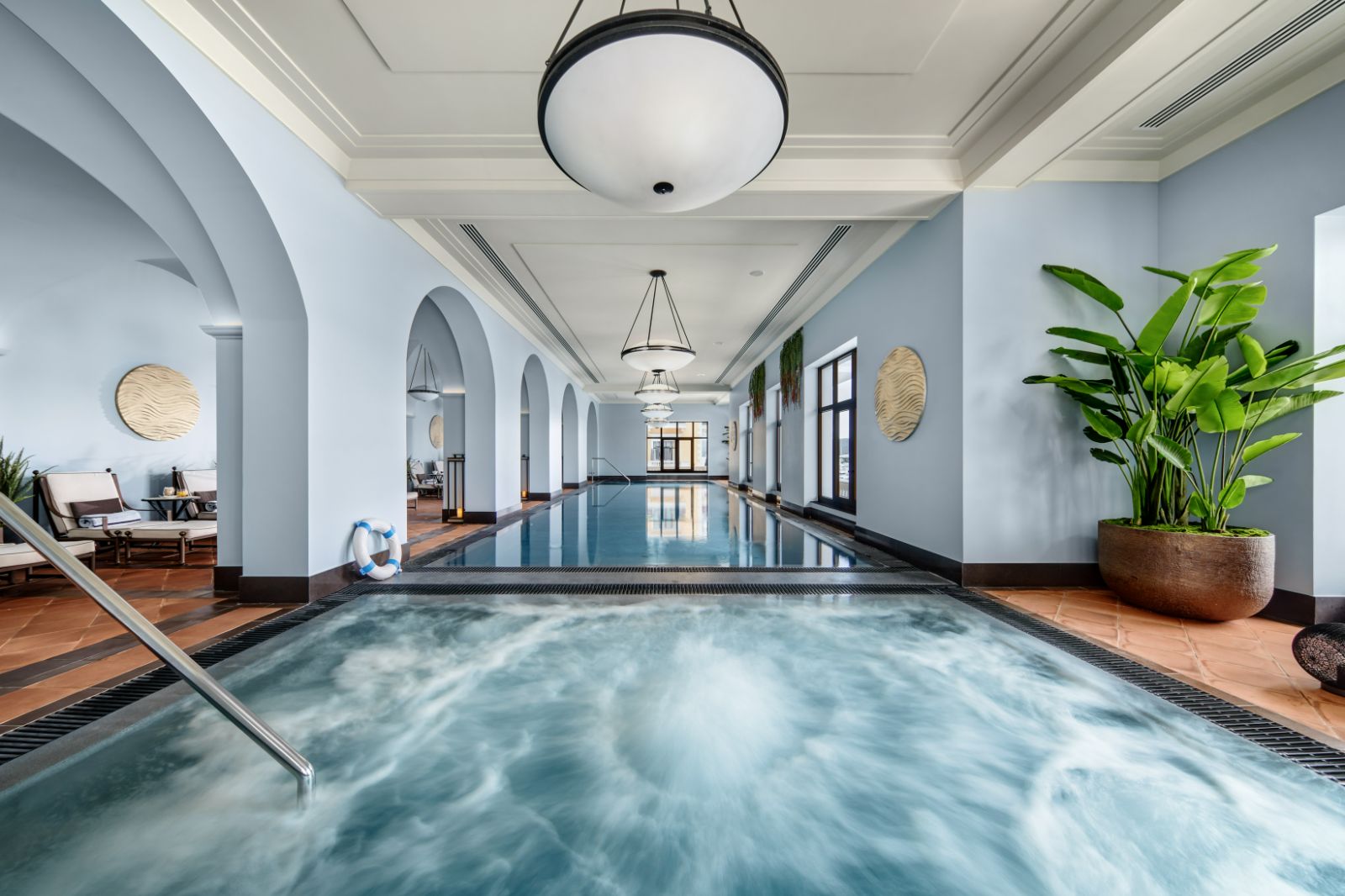 Spa pool and indoor swimming pool at Regent Porto Montenegro in the Boka Bay of Montenegro