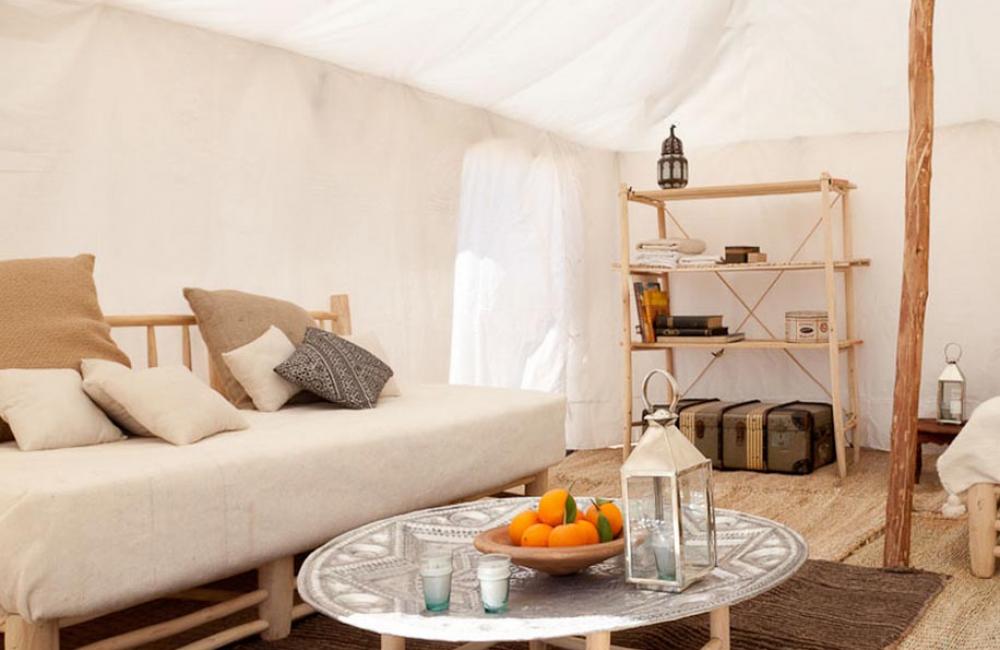 Inside the tent at Agafay Private Camp