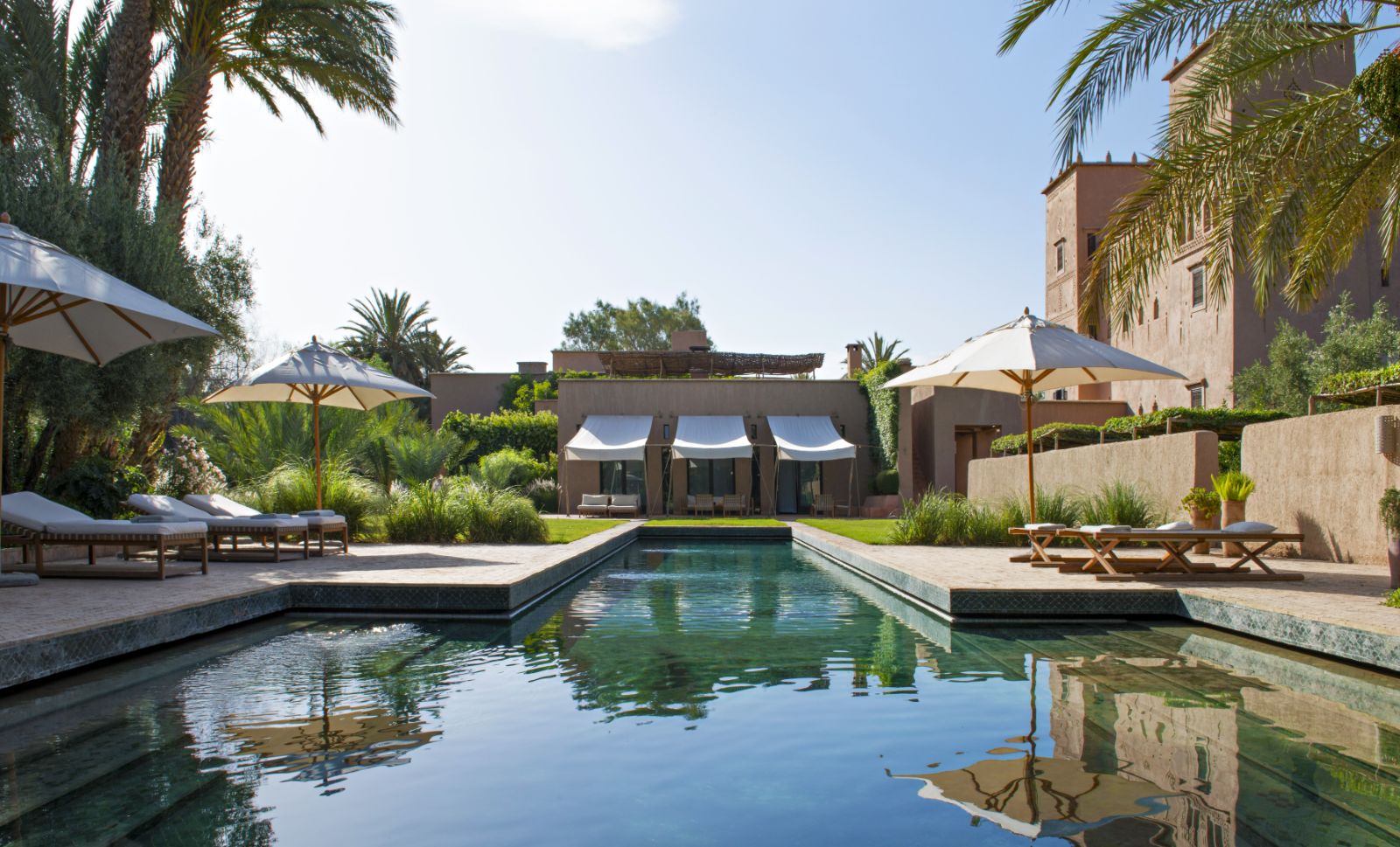Gardens and swimming pool at Dar Ahlam in Skoura