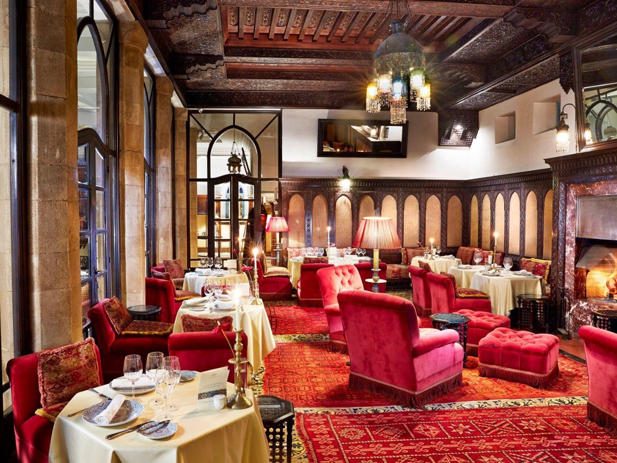 The Oriental Lounge restaurant at Heure Bleu Palais luxury hotel in Essaouira