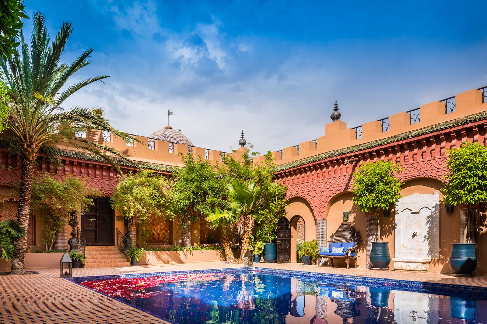 Pool at Kasbah Tamadot in the Atlas Mountains of Morocco