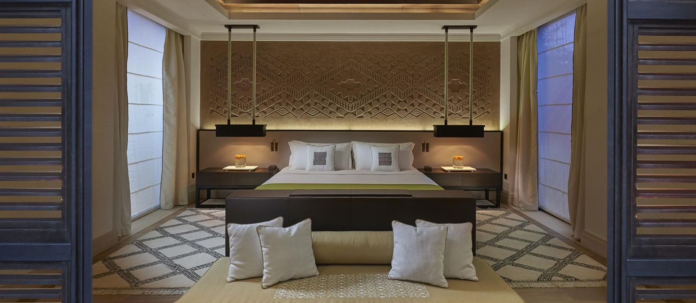 A bedroom at the Mandarin Oriental in Marrakech